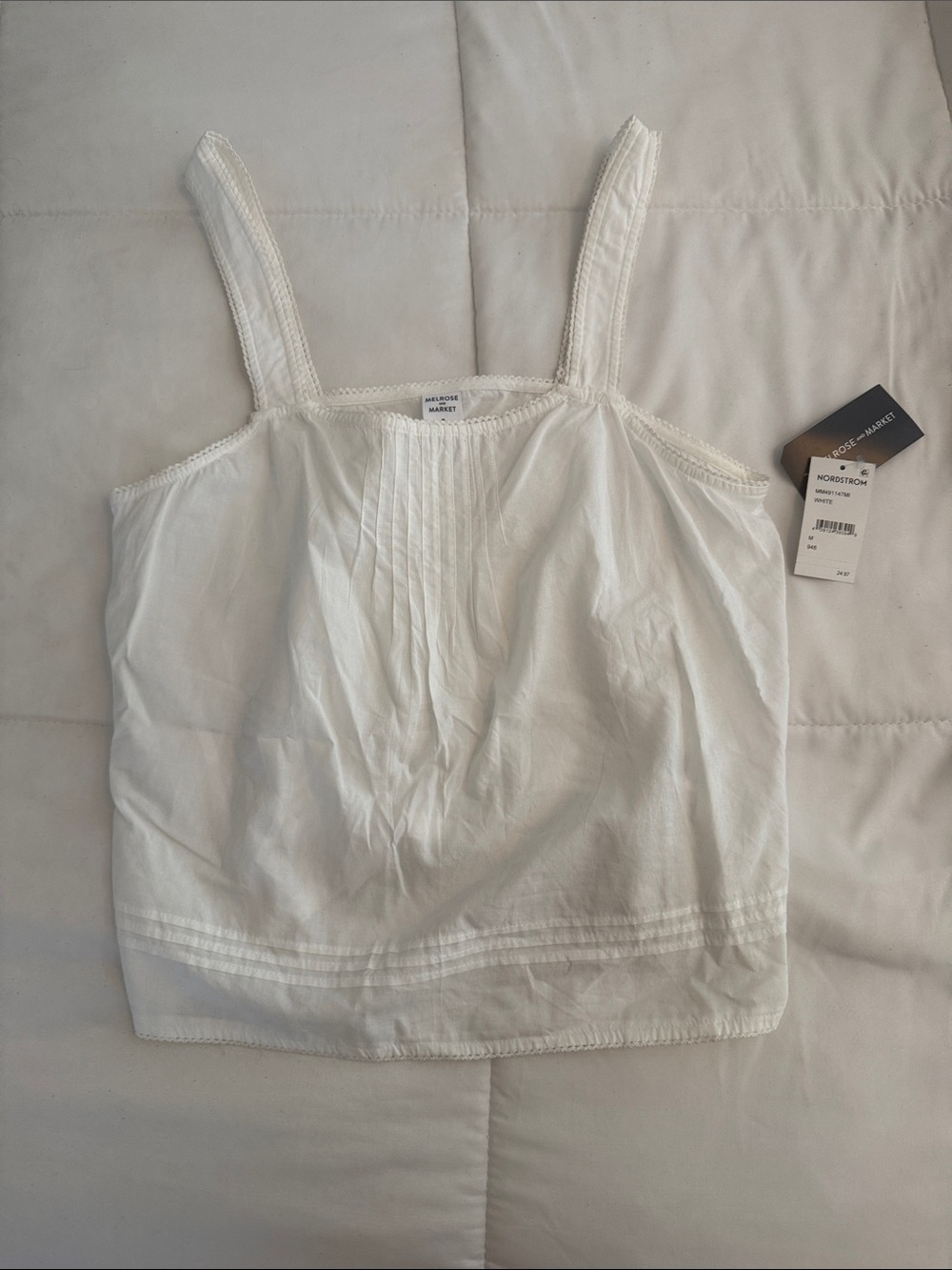 NWT Melrose and Market Cream Cotton Pintuck Cami